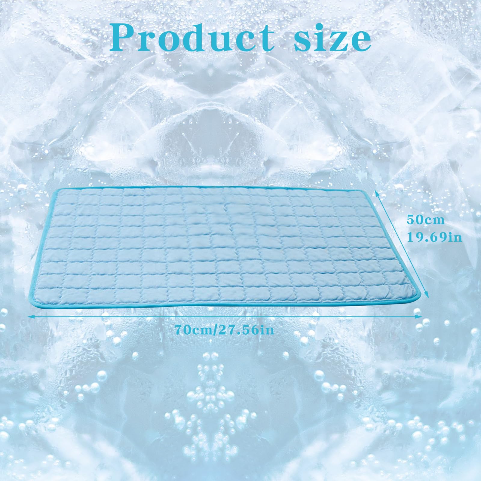 Dog Cooling Mat,Reusable Ice Silk Pet Cooling Mat for Dogs Cats,Easy-Fold Cool Pad for Dogs,Tear-Resistant Non Toxic Gel Pet Cool Pad for Outdoor,Indoor,Kennels,Crates,Car Seats in Summer(M,70x50cm - Image 2