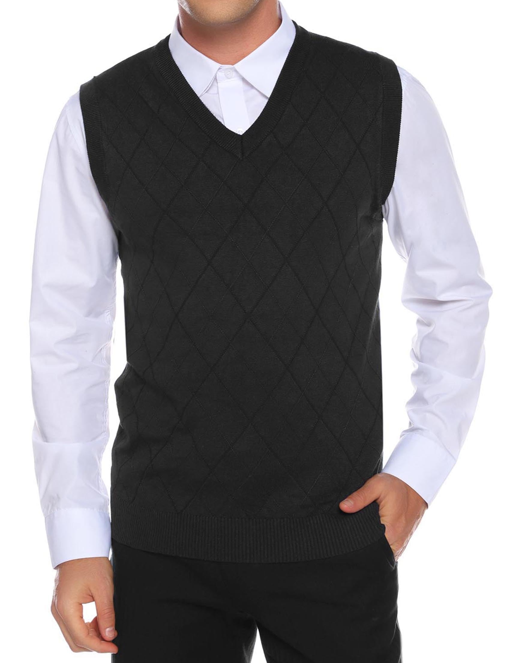 Sykooria Gilet Maglione da Uomo con Scollo V Maglioncino Smanicato Senza Maniche Pullover Gilet Cotone in Maglia Invernale Maglioni e Cardigan da Uomo Casual