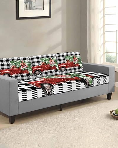 Miniatura 9 de Fundas de cojín grises para sofá de Navidad, funda elástica para sofá con parte inferior elástica, fundas de sofá de invierno con muñeco de nieve