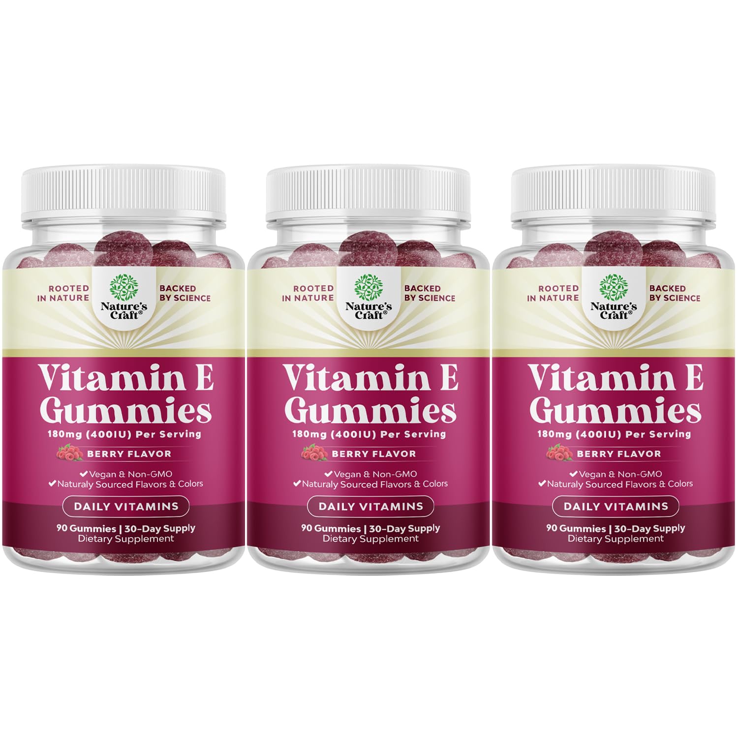 Natures Craft Vitamin E Gummies for Skin Care - High-Potency Vitamin E 400 IU Skin Supplement - Delicious & Easy-to-Take Supplement Promote Health Immune Support & Cellular Protection (3 Months)