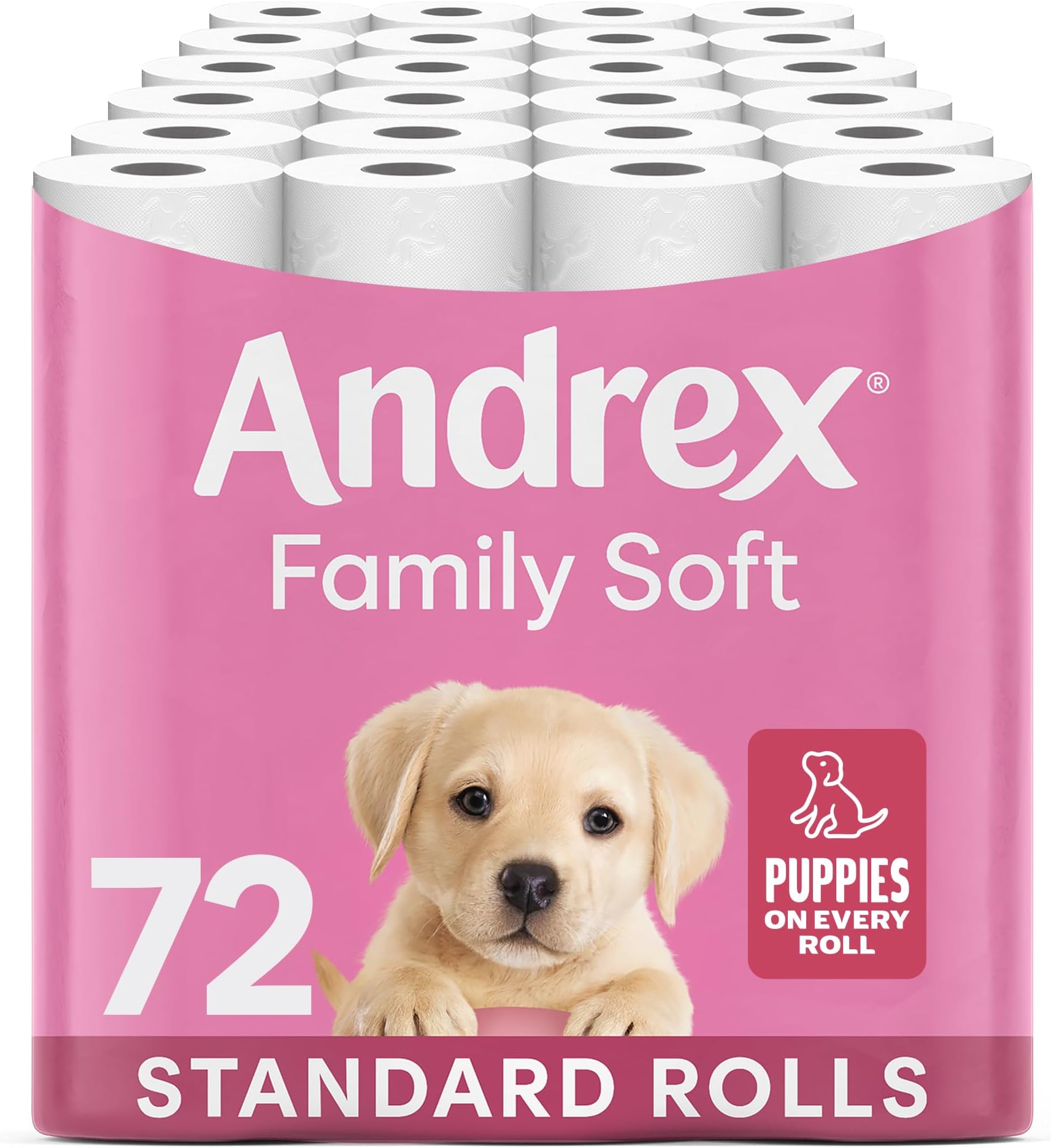 Andrex Family Soft Toilet Roll - 72 Toilet Rolls, 2-Ply, Bulk Buy, Fragrance Free, FSC Certified