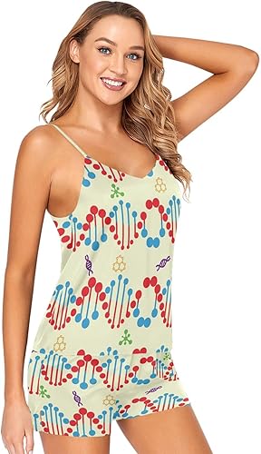 Hwasondy Dna Science Sleepwear Womens Sexy Lingerie Satin Pajamas Cami Shorts Set Nightwear