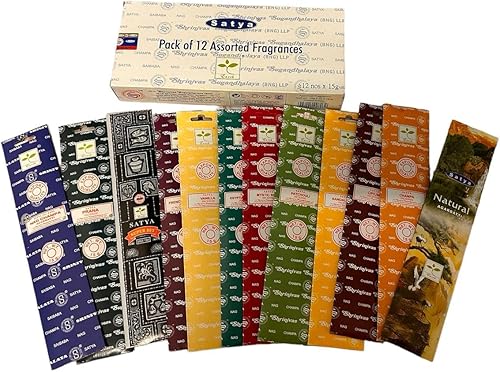 Miniatura 7 de Satya Bangalore (BNG) - Juego de 12 varillas de incienso: nag champa, namaste, súper hit, bosque de neem, prana, oud, salvia, canela, hierba limón