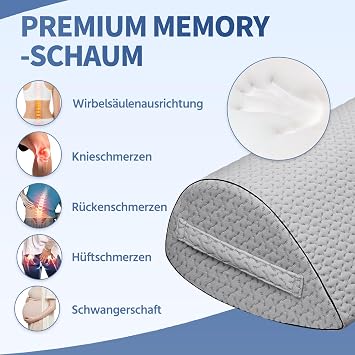 pozico Knee Pillow for Side Sleepers - Ergonomic Memory Foam Leg and Positioning Pillow Leg Pillow for Knee Hip & Back Pressure Relieving with Washable Cover and Carry Handle