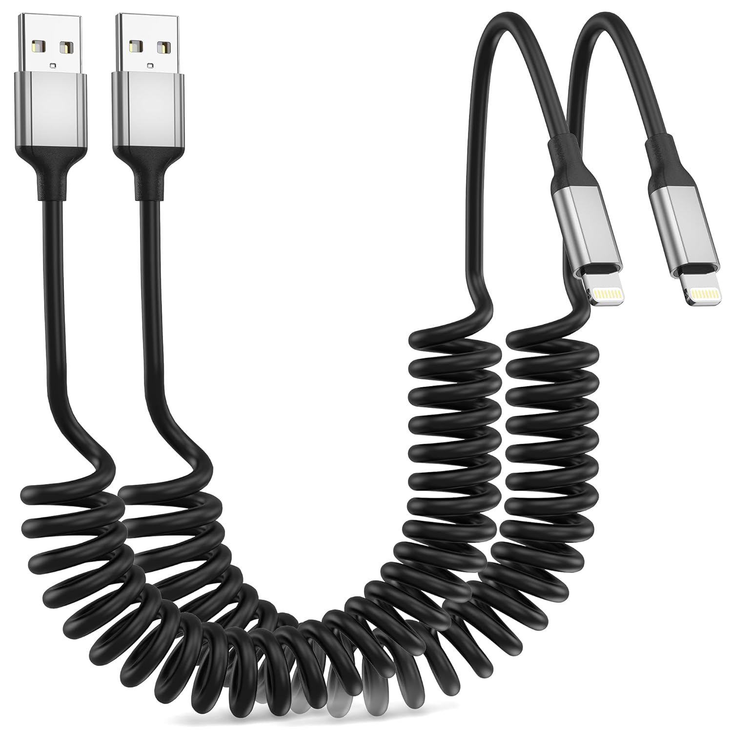 Coiled Lightning Cable for Car, Pack Retractable Uganda Ubuy - Main Image