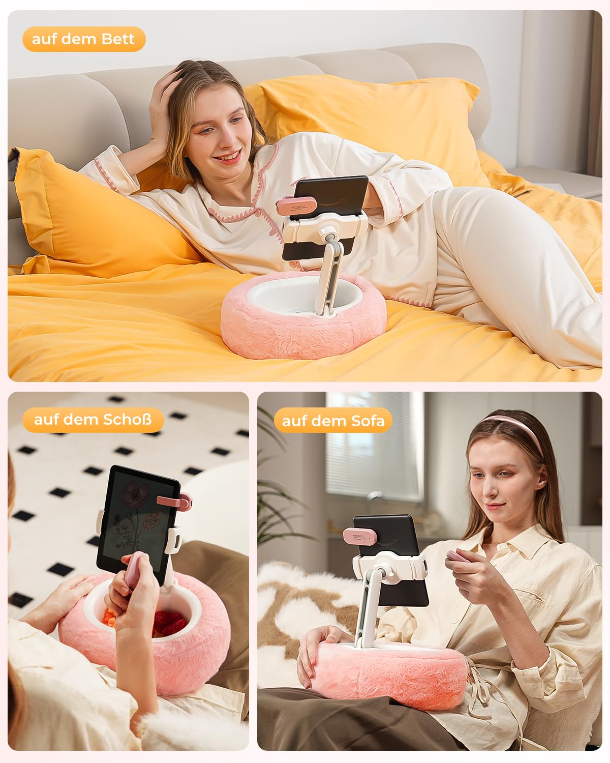 SupeDesk Soporte para tablet cama, cojín para Kindle, soporte para iPad, compatible con dispositivos de 4 a 11 pulgadas, soporte para teléfono móvil, soporte para Kindle, para sofá, regazo, cama, para