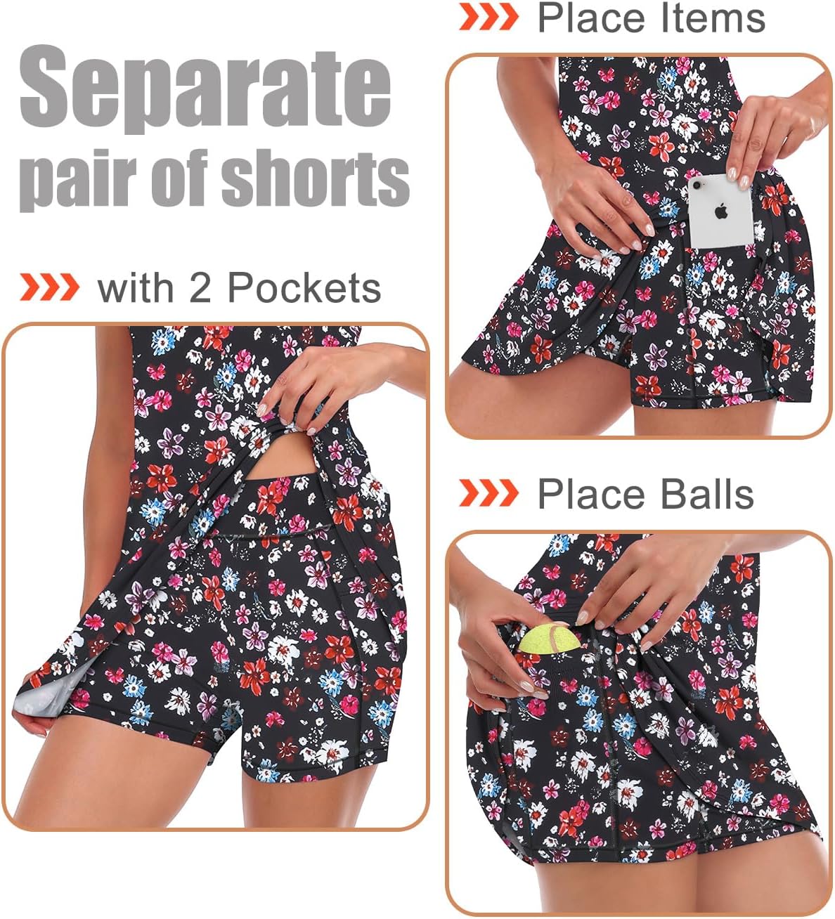 LURANEE Athletic Dress for Women Petal Short Sleeve Tennis Dresses with Shorts and Pockets Flowy Golf Outfits - Image 5