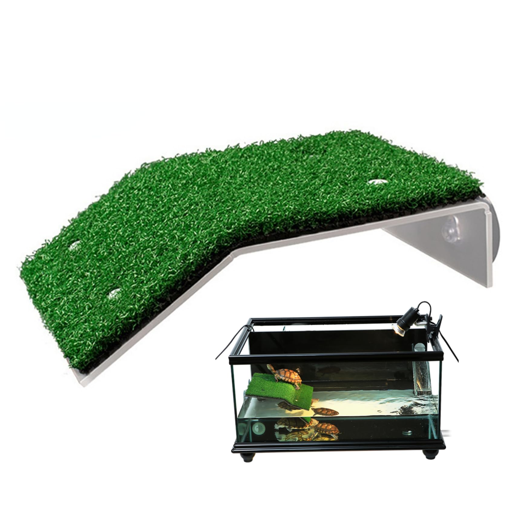 Turtle Habitat Plataforma Para Tomar El Sol Para Tortugas Con Ventosa Oso De Hasta 2 Kg Escalera Para Subir Tortugas De Resina Terraza De Descanso Accesorios Para Tanque De Tortugas Para Rana Reptil