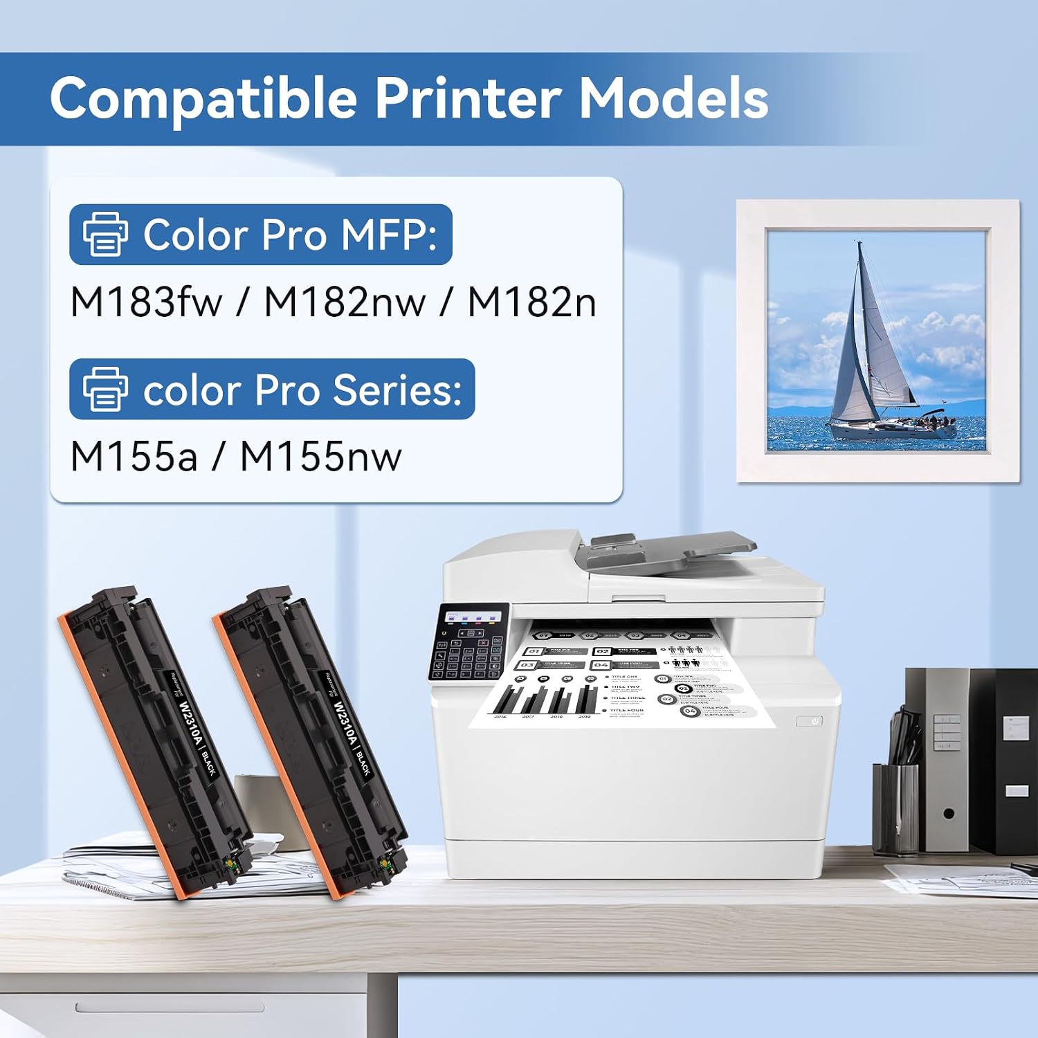 MYTONER 215A Black Toner Cartridge (with Chip) Compatible Replacement for HP 215A W2310A Toner Cartridge for Color Pro MFP M183fw M182nw M182n Pro M155a M155nw Printer (2 Pack)