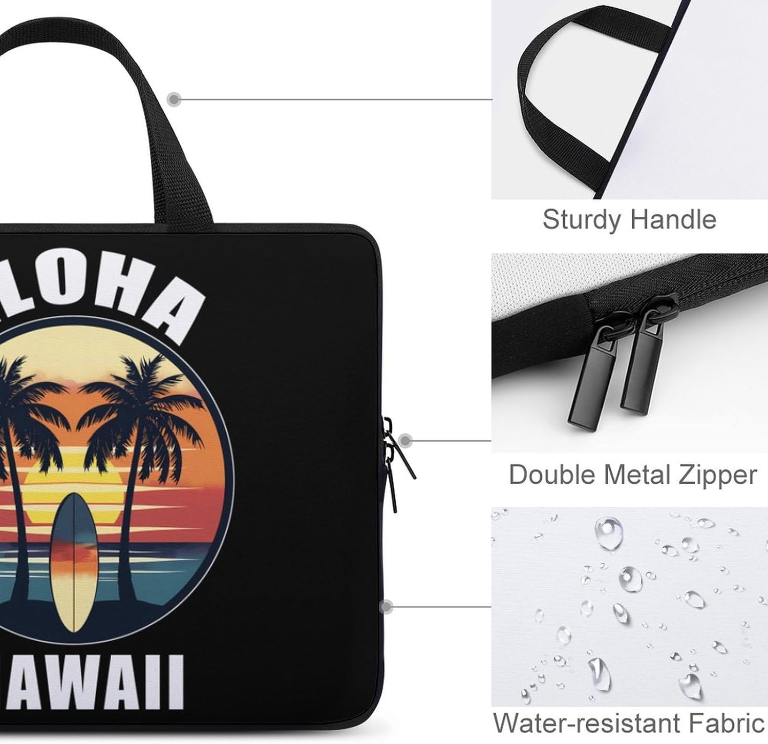Hloha Hawaii Island Laptop Bag Print Computer Sleeve Case Protector Briefcase Totes for Women Men