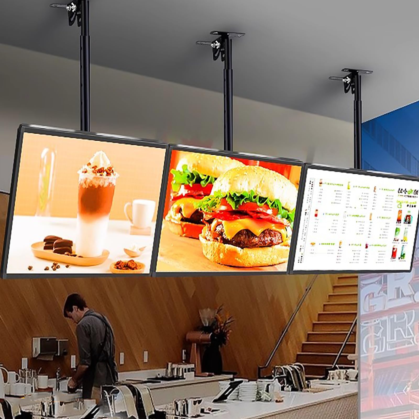 Smukły komercyjny ekran reklamowy monitora LED, wiszące pudełko reklamowe Digital Signage, odtwarzacz multimedialny AD do restauracji cyfrowe tablice menu i wyświetlacze 60 × 90 cm/23,62 ×