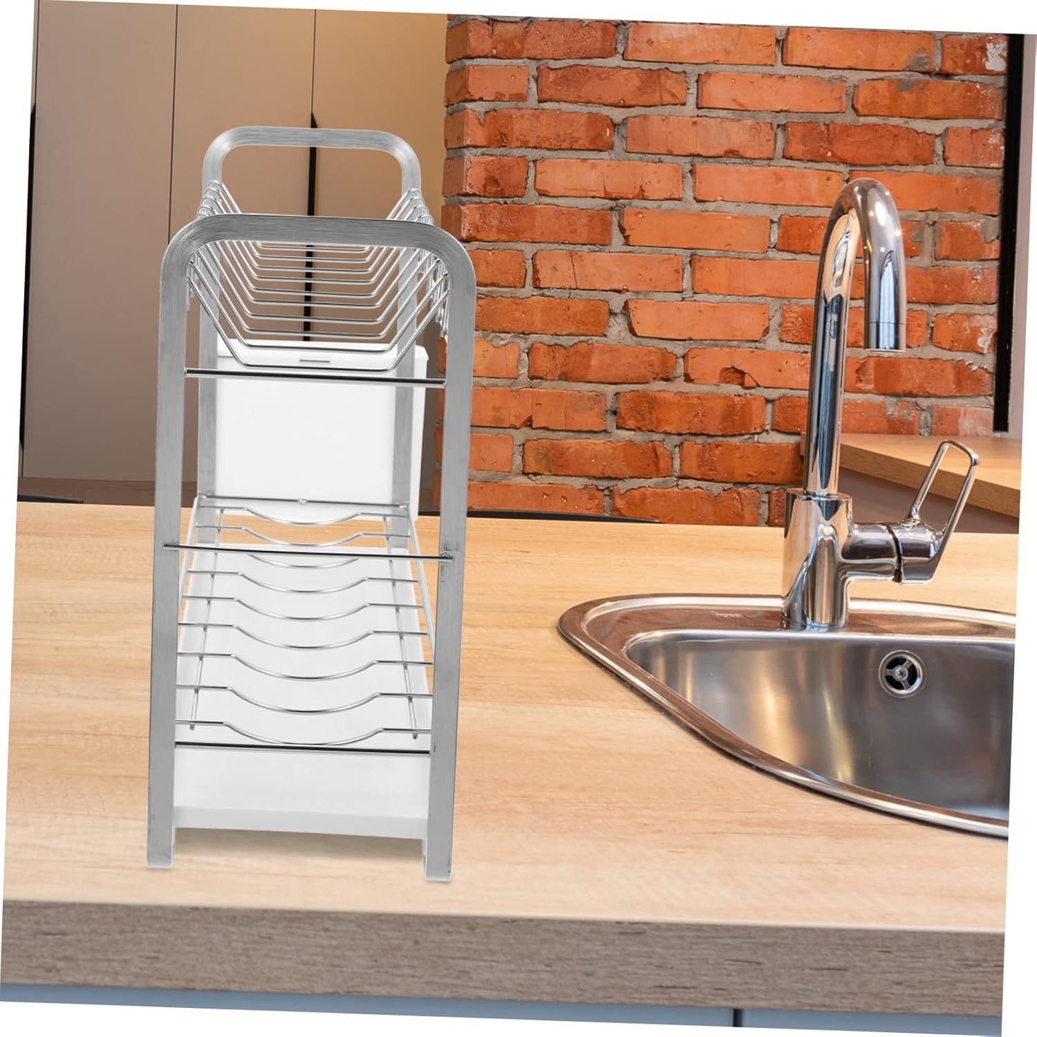 OUNONA 1set Dish Rack Two Over Sink Dish Rack Capacity Drying Stainless Steel Kitchen Organizer Easy to Install Clean