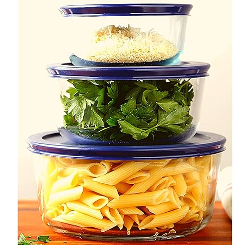 Miniatura 4 de Wood Grip - Tapas para recipientes redondos de vidrio Pyrex y Anchor - Tapas para recipientes de vidrio Pyrex - Tapas de repuesto (azul, 4 tazas,