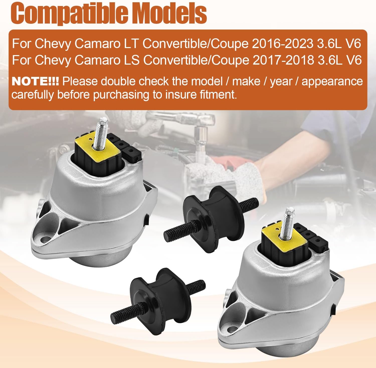 4PCS Engine Mounts & Transmission Mounts Compatible with Chevy Camaro 2016-2023 V6 3.6L Replace 23340392 23340390 22866321