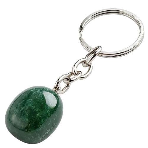 Amazing Gemstone Moss Agate Crystal Car Key Holder - Crystals and Healing Stones Car Keys Keychain for Gift for Christmas Stockings Stuffers for Women Men Teen Kids Tumbled Crystal Keychain