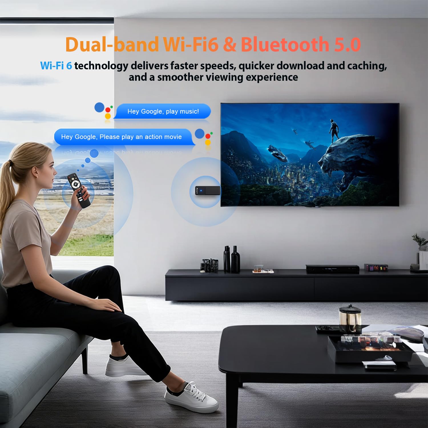 Android TV Stick 14.0 Neuestes 2026 4K Ultra HD TV-Stick Box 2 GB RAM 16 GB ROM RK3518 CPU Unterstützt 2,4/5GHz WiFi 6 BT 5.0, HDR10 Smart Streaming Media Player mit Assistant Sprachfernbedienung