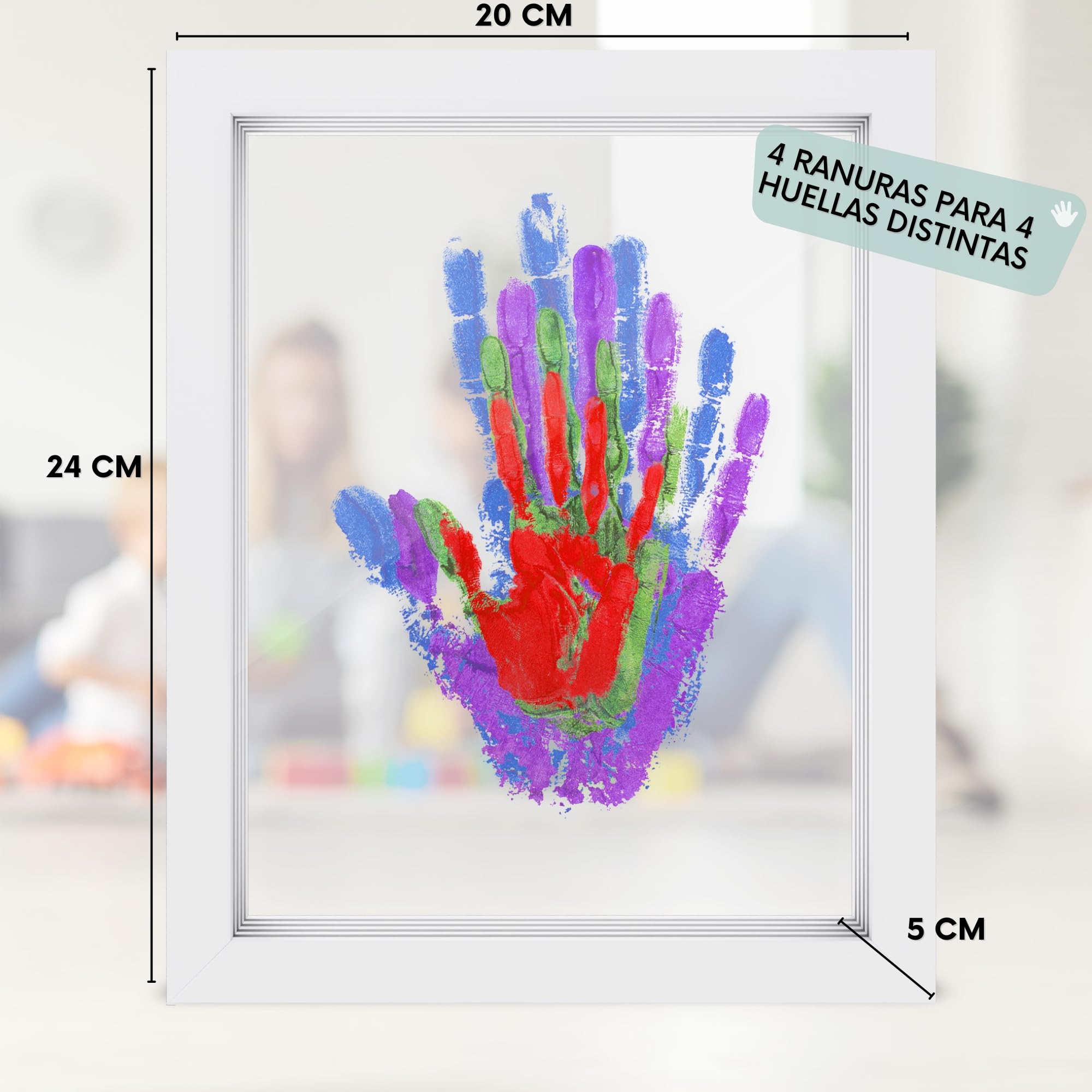 HuBorns – Kit huellas familia con pinturas, marco huellas bebé recién nacido, regalo familiar original, recuerdo padres e hijos y decoración hogar — view 7