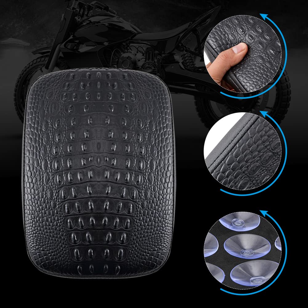 Sedile Passeggero Per Moto Pelle Di Coccodrillo Nero Sedile Per Moto A Ventosa Sedile Posteriore Per Sedile Passeggero per H-harley Davidson Bobber Chopper (8 Ventose - Nero)