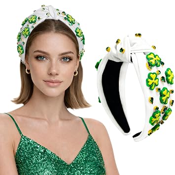 MDDRUIQI St Patricks Day Headband - St Patricks Day Accessories - Shamrock Head Boppers Hats | St Patricks Day Shirt Women - St. Patricks Day Decorations Outfits