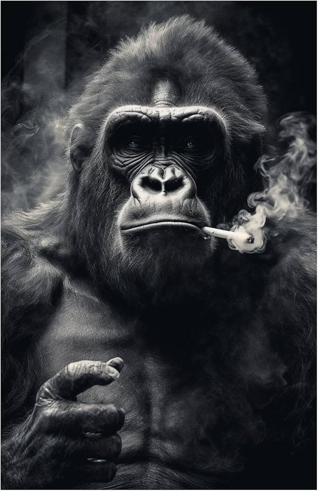 Amazon.co.jp: veces ウォールアート 装飾パネル, ブラックゴリラ喫煙