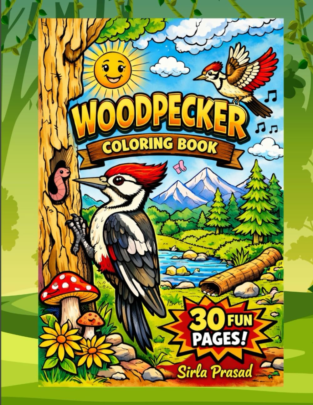 Woodpecker Coloring Book for Kids: 30 Fun and Relaxing Nature-Themed Coloring Pages to Inspire Creativity and Learning