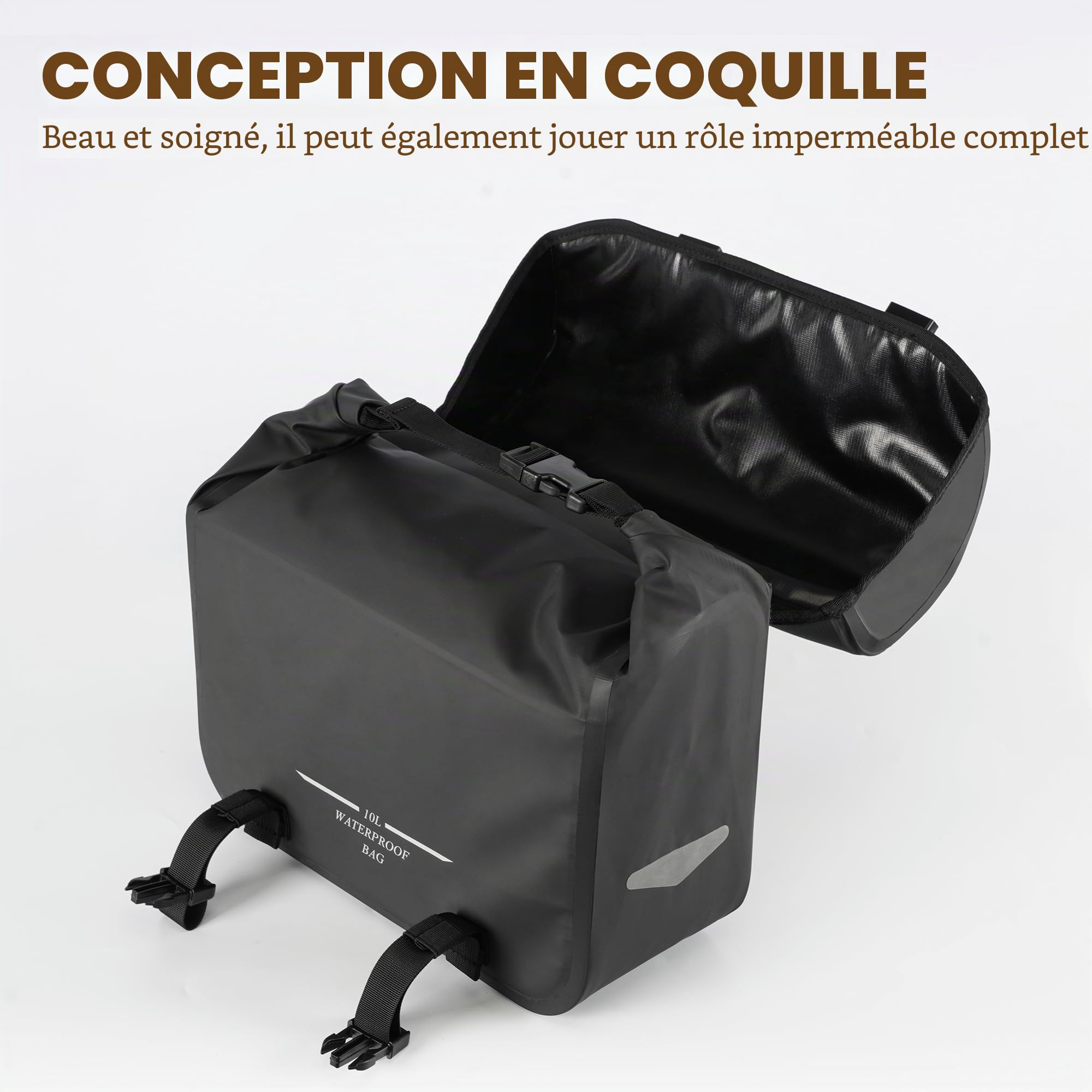 WILD HEART Sacoches de moto étanches Sac arrière rétro 20L (10L*2) pour Sportster Softtail Dyna Road King pas besoin de couverture anti-pluie