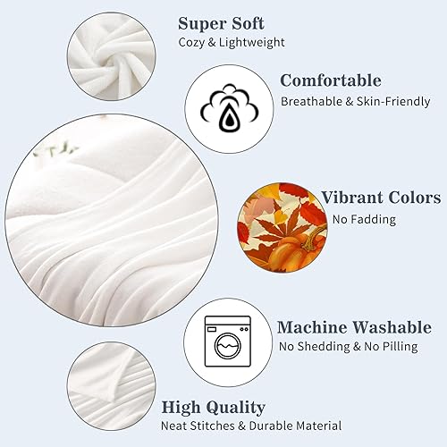 Miniatura 3 de Neatee Living Manta decorativa de otoño pequeña, manta de otoño para bebé, naranja, Acción de Gracias, otoño, calabaza, bebé, mascota, ligera,