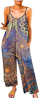 Plus Size Jumpsuits for Women 2023, Elegant Active Cigarette Rompers Woman Comfy Spring Calf-Length Frilly Prin Elasticated Waist Cozy Thin Overall Woman Pink,Watermelon Red,Light Purple,Sky