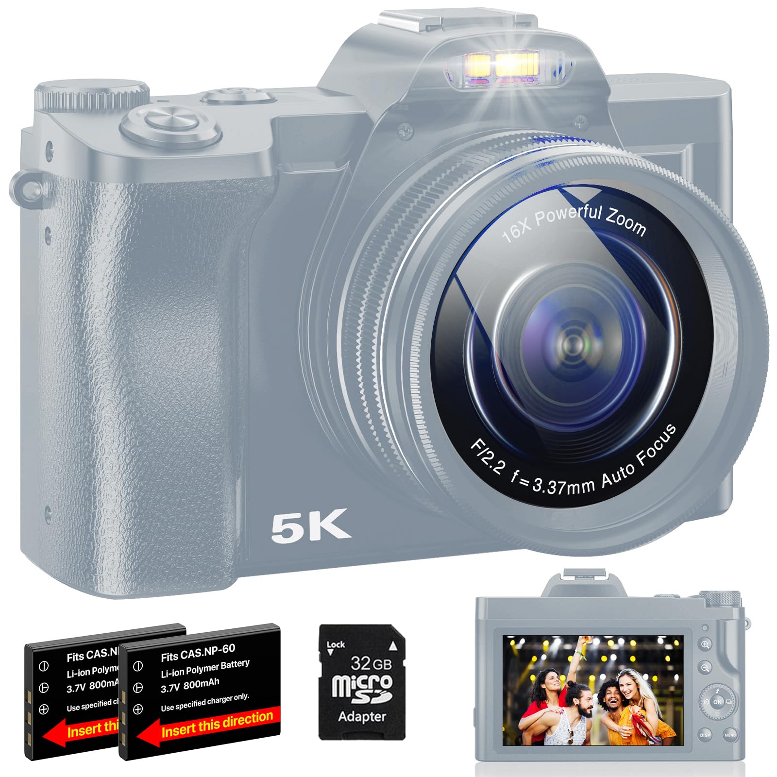 写真用 4Kデジタルカメラ Vlogging Vlog 美品 Amazon.com : 4K Digital Camera for Photography, WiFi 64MP UHD