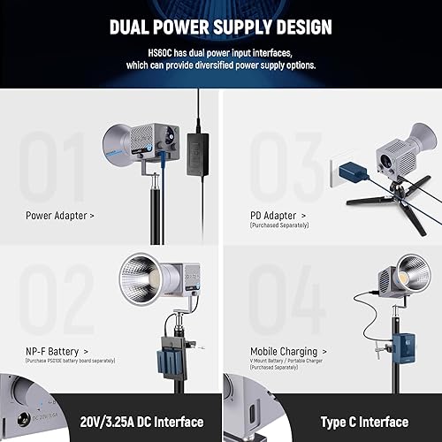 Miniatura 7 de NEEWER Luz de relleno de mano portátil RGB LED de 60W, APP2.4GPanel Control 18 escenas 8700Lux3.3 ft 2700-6500K CRI97+Dimmable COB iluminación de