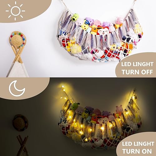 Miniatura 3 de Red grande para animales de peluche o hamaca con organizador ligero para colgar en la pared para la habitación de los niños, red de almacenamiento