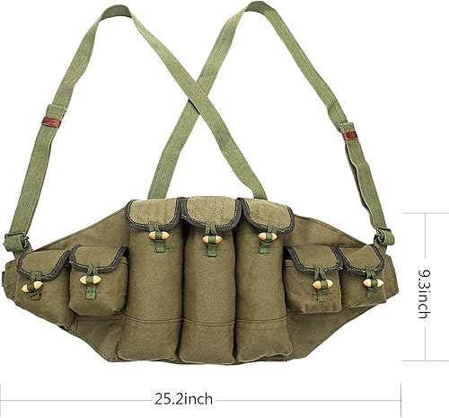 Miniatura 2 de PanbooX Tipo militar chino 56 AK Chest Rig Magazine bolsa munición Bandolier lona verde 7 bolsillos