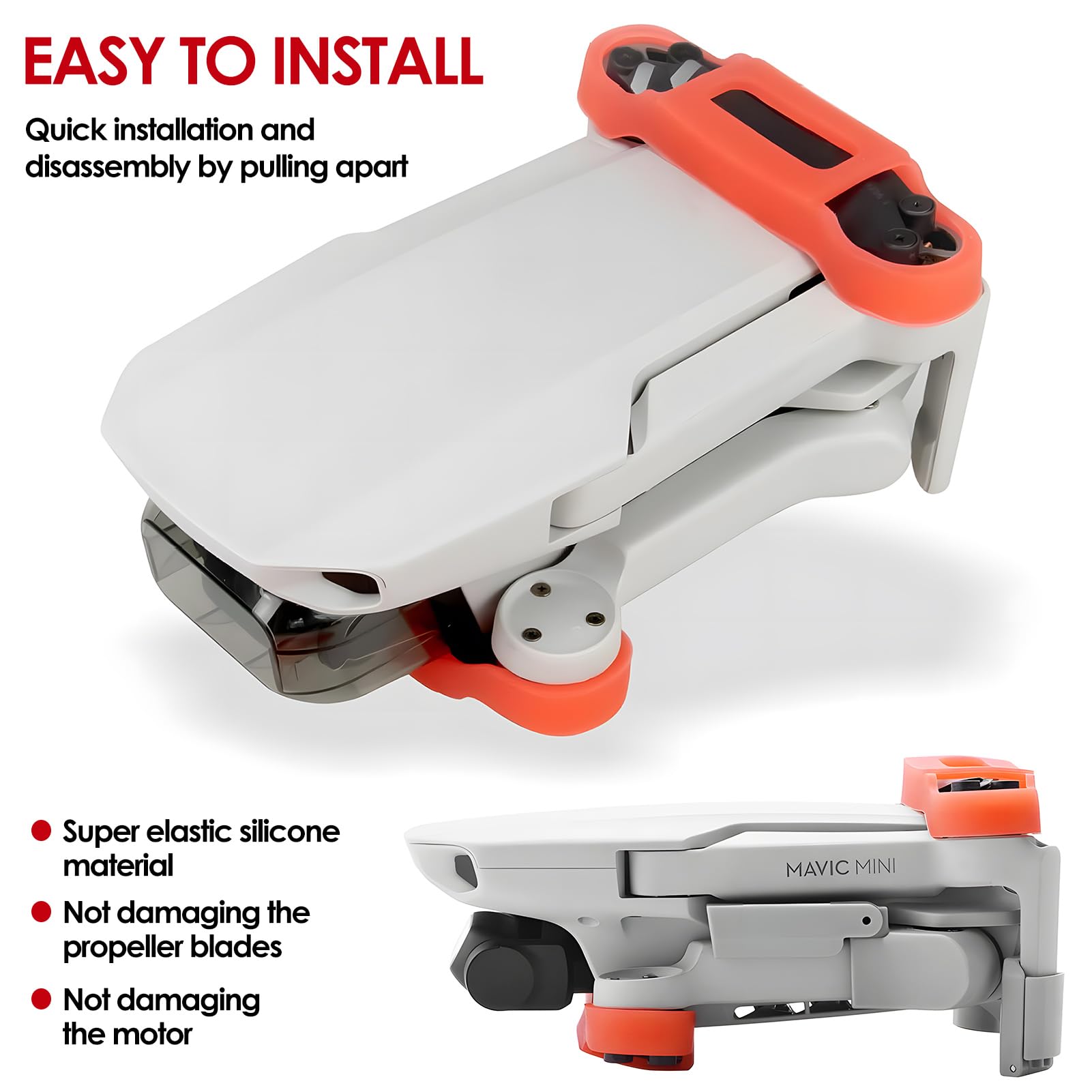 Mini 4K/Mini 2 SE Uchwyt śmigła Guard Stabilizator ostrza - Silikonowy uchwyt ochronny, lekkie i wytrzymałe akcesoria do dronów, kolory czerwony i szary, łatwy w instalacji