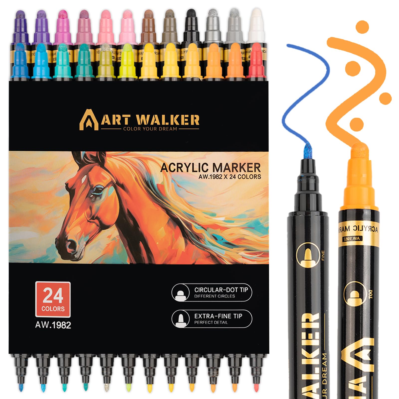 24 lápices acrílicos de colores para piedras, resistentes al agua con doble punta, marcadores de pintura acrílica, rotuladores, piedras para pintar, rotulador textil, multimarcador para madera,