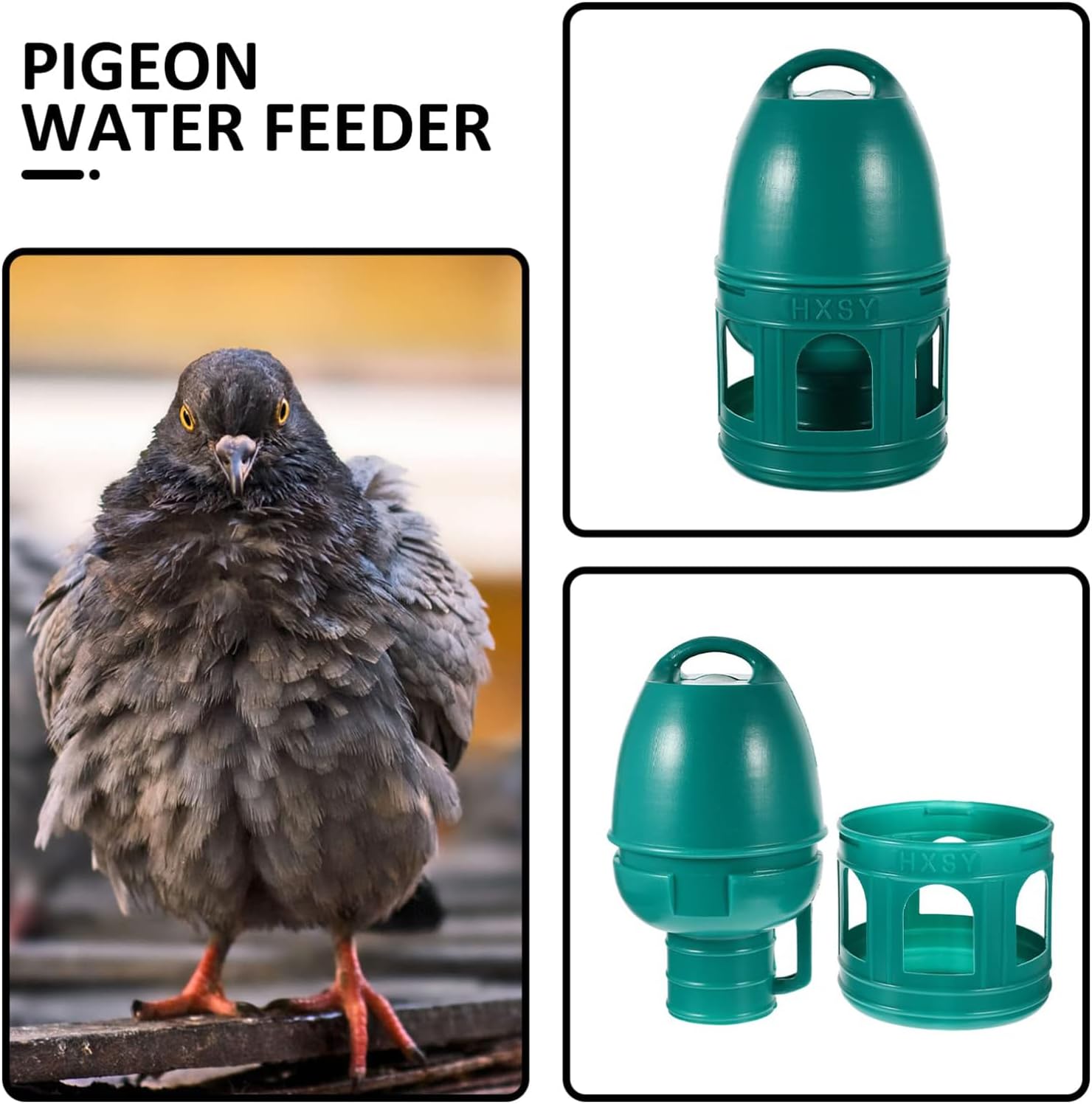 Pigeon Water Dispenser - Pigeon Waterer Automatic Water Dispenser Container | Top Handle, Wide Opening, Pet Supplies for Parakeet, Parrot, Quail, Chicken