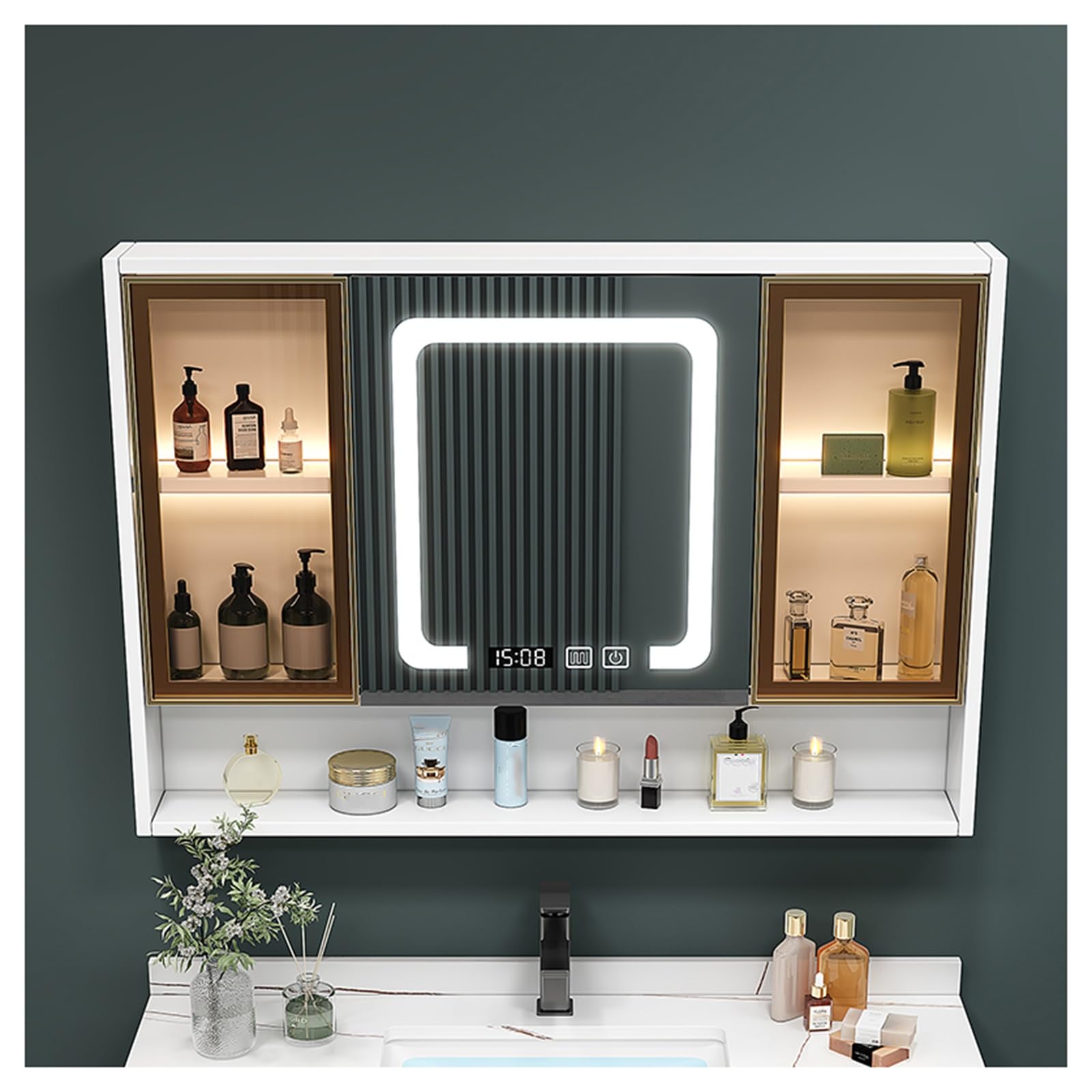Armoire murale en verre antibuée pour éliminer la condensation du miroir LED
