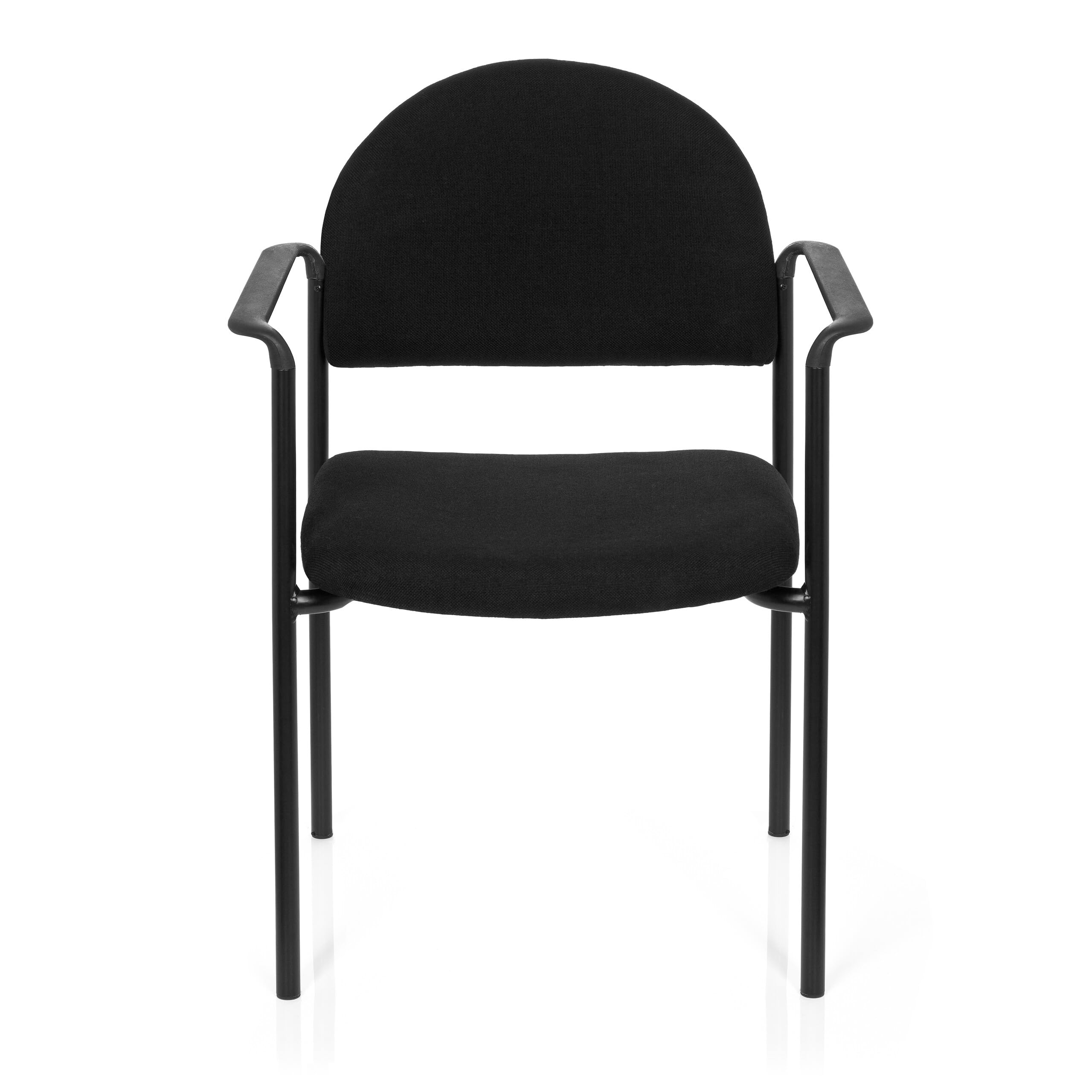 hjh OFFICE 704330 XT 700 Chaise de conférence empilable à quatre pieds rembourrée avec accoudoirs Noir