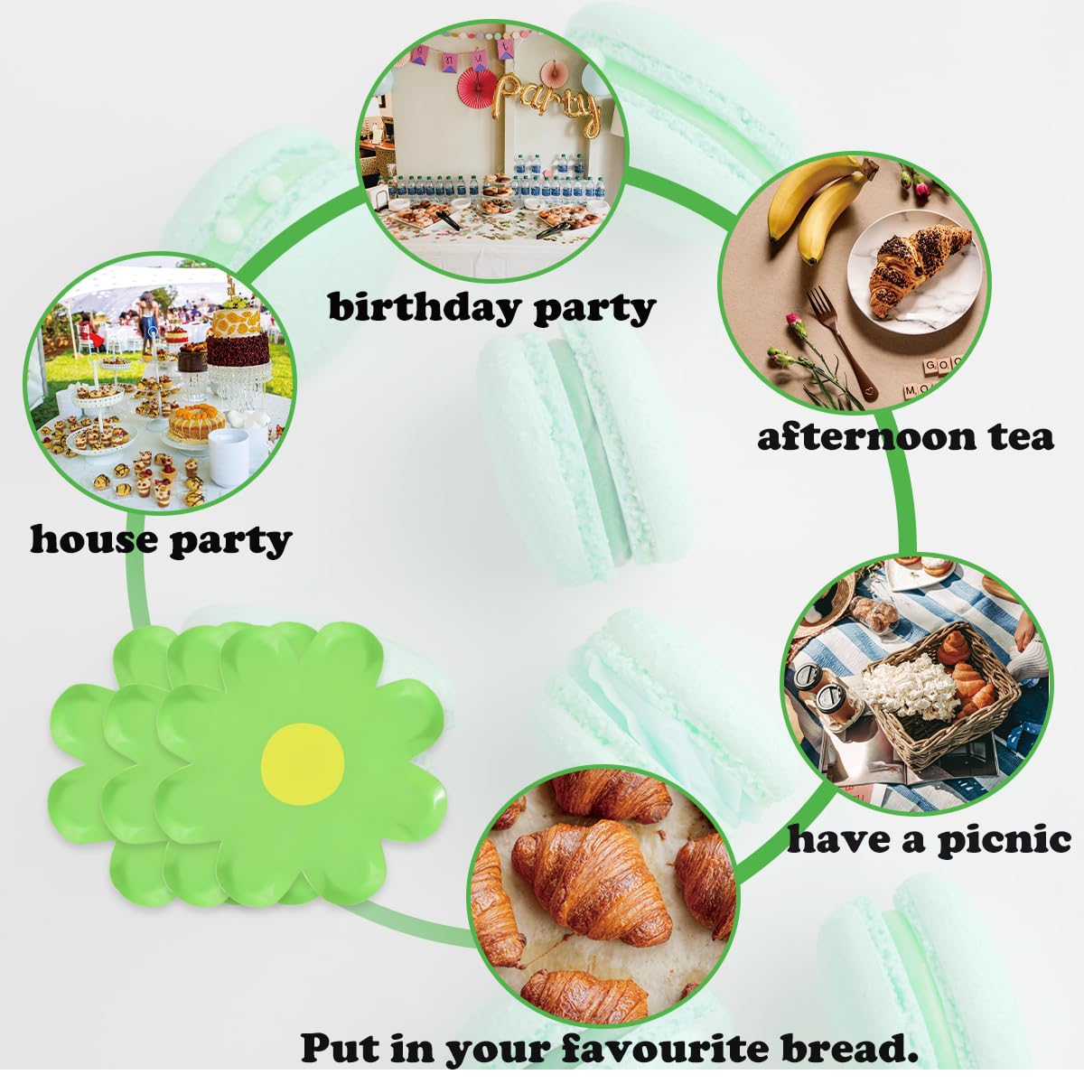 40 Stück Gänseblümchen Einweggeschirr – Biologisch Abbaubare Pappteller & Servietten Für Geburtstag & Party