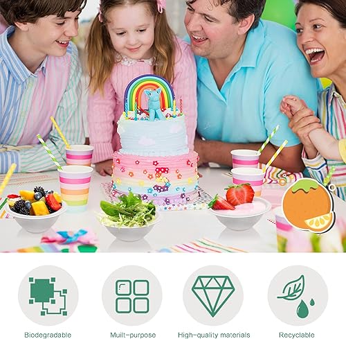 Miniatura 3 de 100 cuencos de papel desechables de 8 onzas, bagazo blanco compostable natural de alta resistencia para fiestas, catering y uso diario