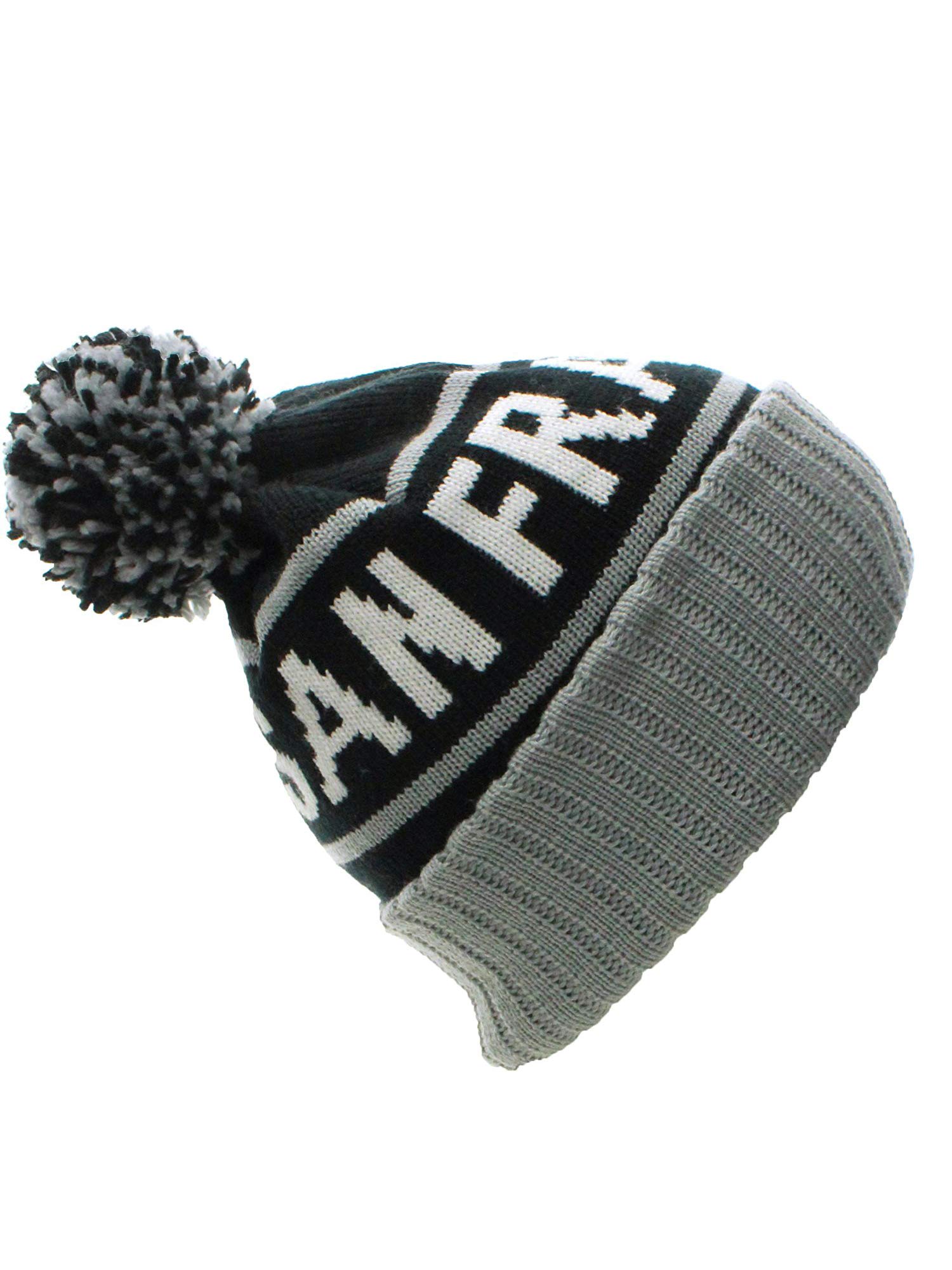 ROJAX American Cities San Francisco California Republic Cuff Cable Knit Pom Pom Beanie Hat Cap