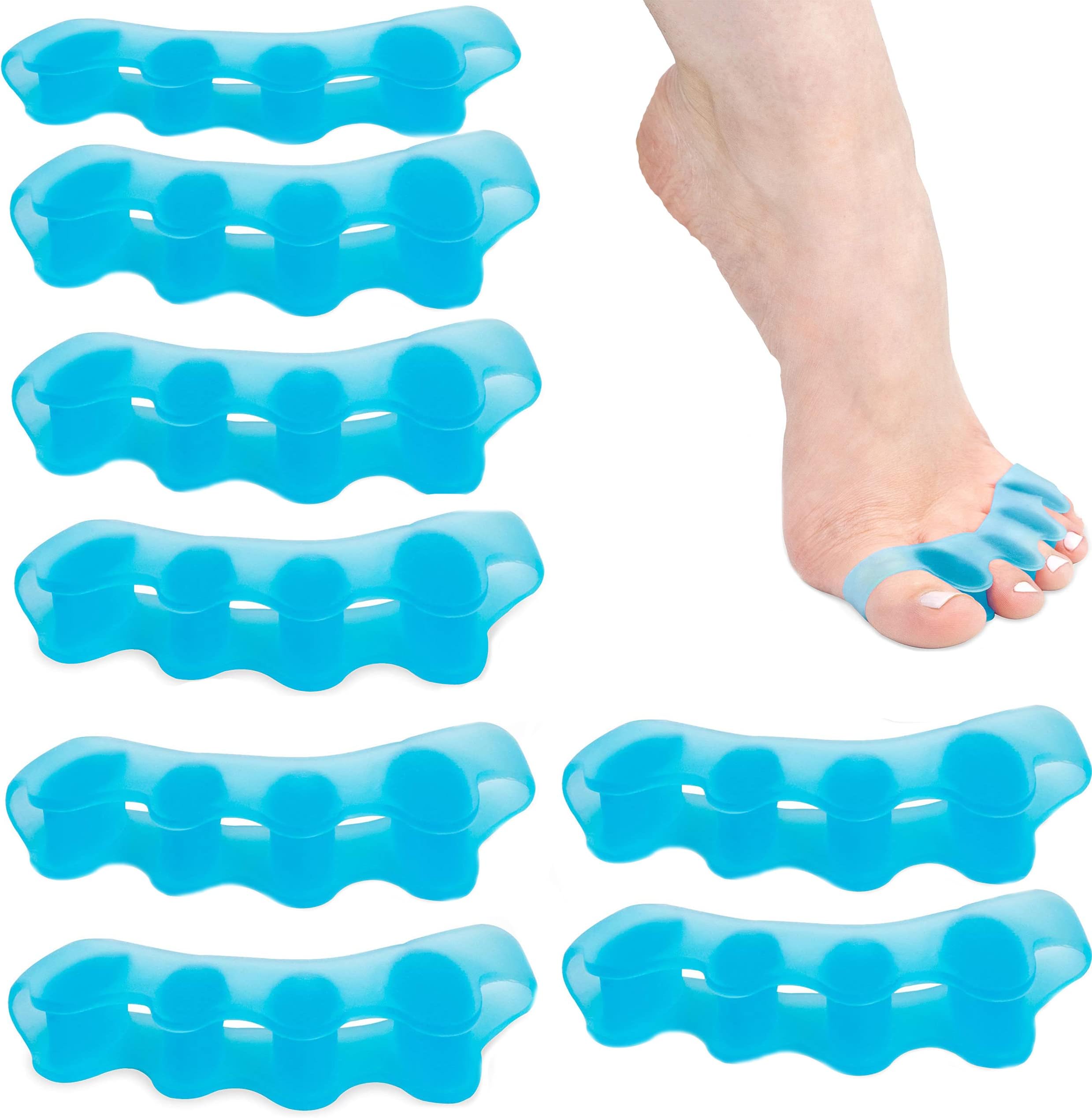 Toe Separators for Overlapping Toes and Restore Crooked Toes to Their Original Shape, Correct Bunions, Toe Spacers Toe Straightener Toe Stretcher Hammer Toes - Universal Size, 4 Pair