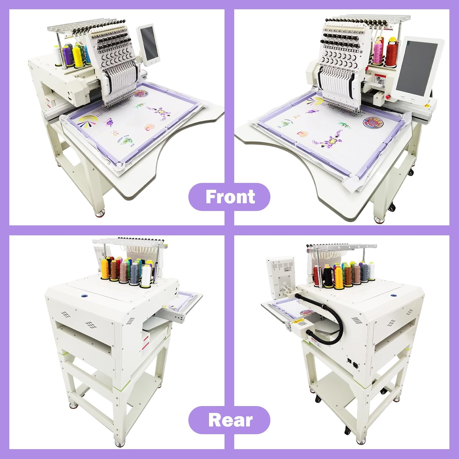 TECHTONGDA 15 Needle Single Head Automatic Embroidery Machine Large 15.7" x 23.6"Embroidery 10" LCD Touch Screen Suitable for Flat Embroidery, Ready to Wear Embroidery, Hat Embroidery