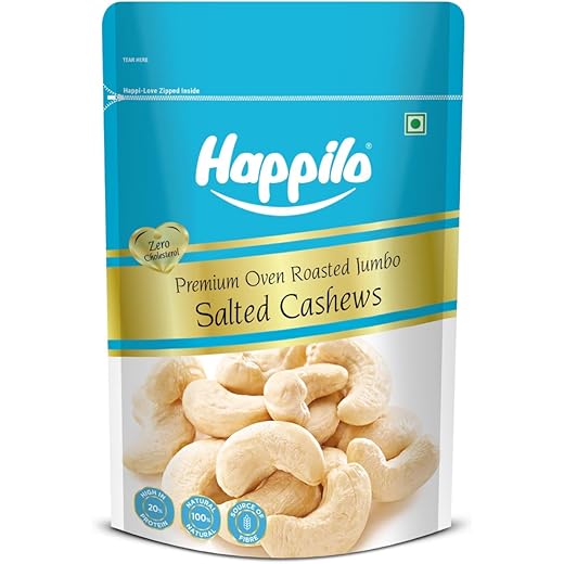 Happilo Roasted Salted Cashews Snack 200g