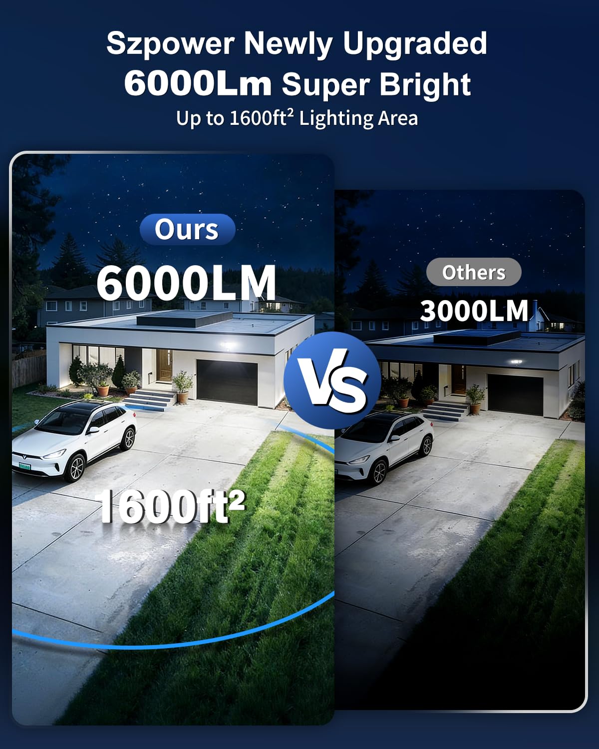6000LM Solar Lights Outdoor, 4 Heads Motion Sensor Outdoor Lights, Solar Flood Lights for Yard House Outside Garage, IP65 Waterproof, 3 Modes, Easy Install, 2 Pack - 4