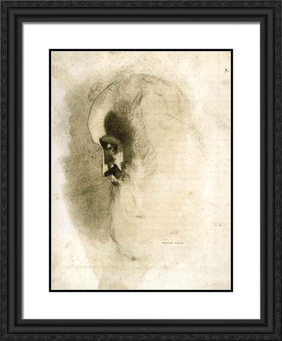 ArtDirect Redon, Odilon 20x24 Gold Ornate Framed Art Print with Double Matting Titled: Rodolphe Bresdin