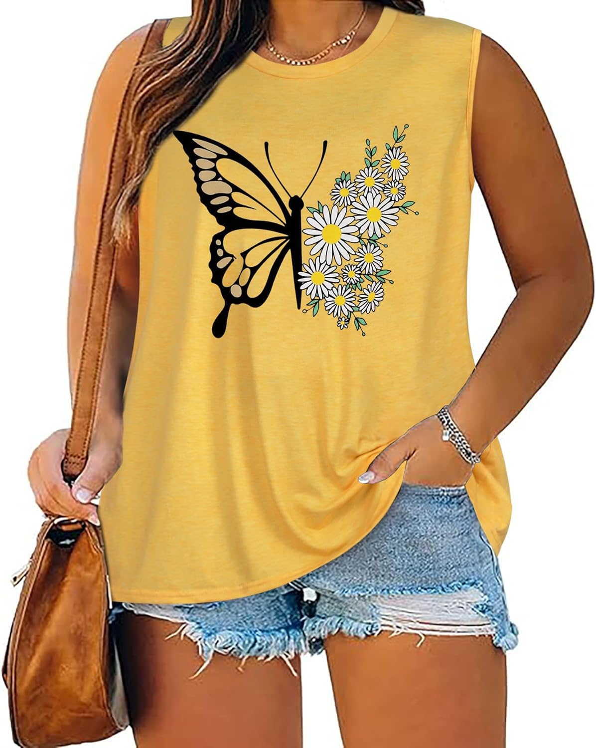 Plus Size Tops for Women Sleeveless Summer Tank Top Loose Fit Casual Tunics Shirts