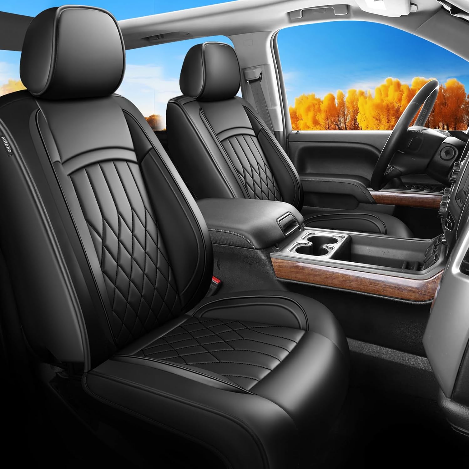 Fit for Tundra Seat Covers Compatible with Toyota Tundra 2007-2025 2026 - Waterproof Breathable Leather Automotive Seat Cushions Protector,Airbag Compatible,Full Set 5 Seats(Black)