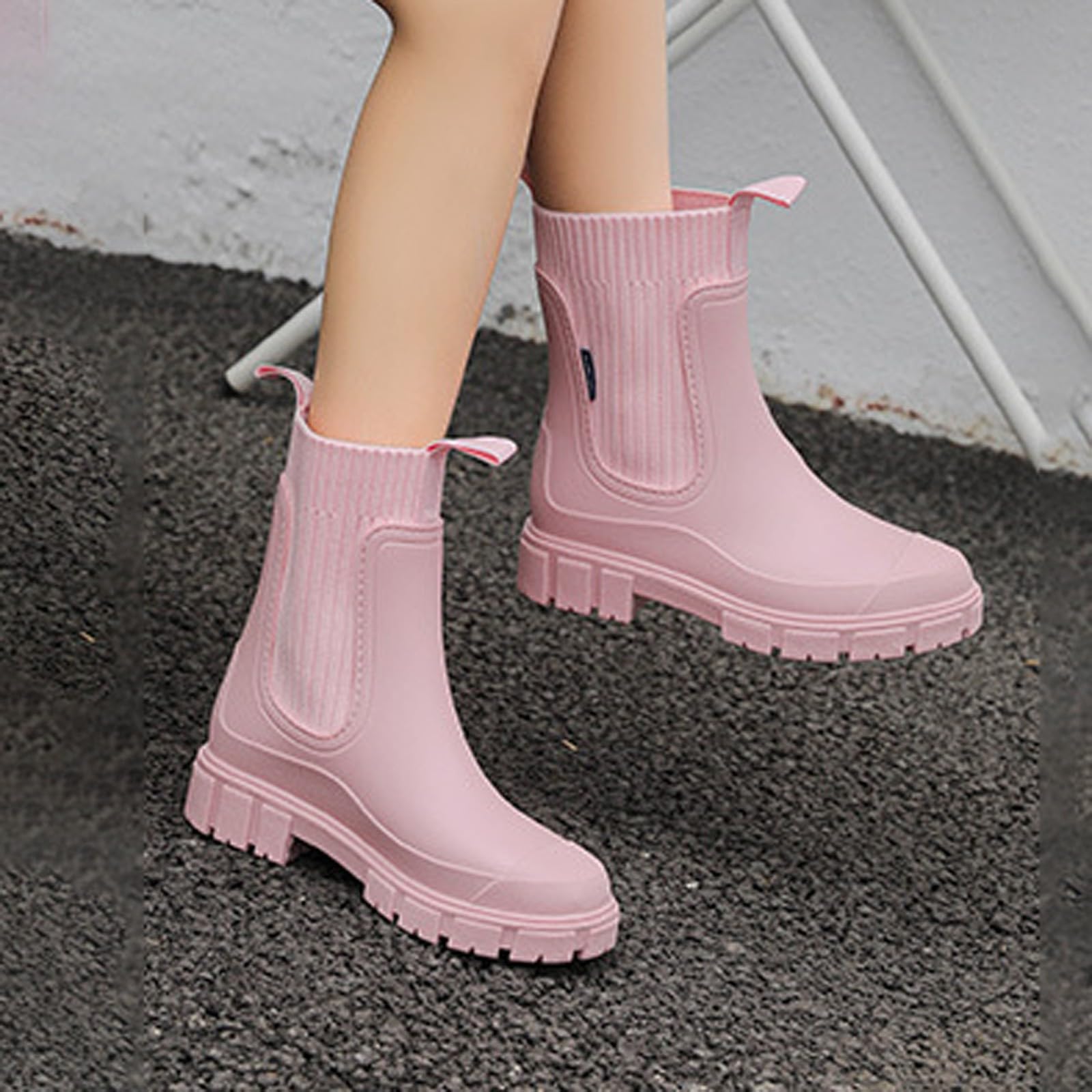 Botas de goma para mujer, botas de equitación, botas de media altura, botines para hombre, botas de equitación, botas de goma de media altura, botas de lluvia planas, impermeables, botas de