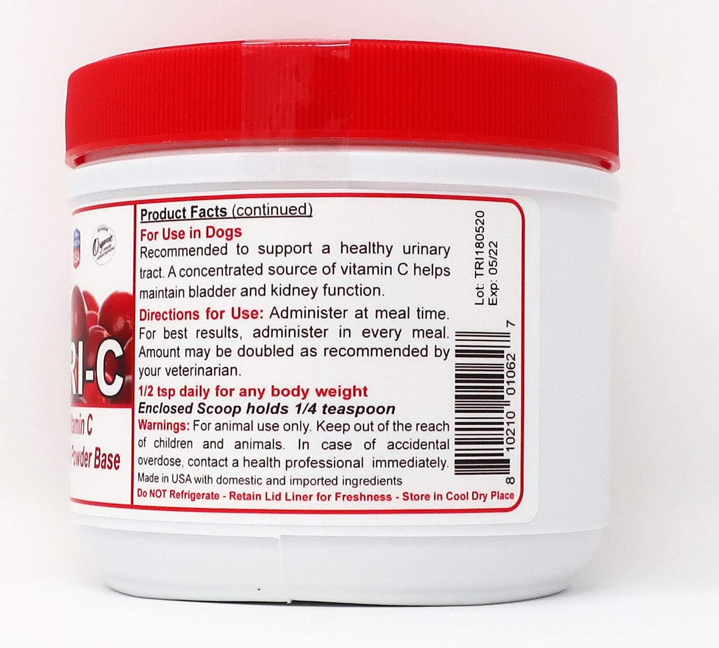 Dogzymes Cran Tri C Urinary Tract Support, Vitamin C Blend, 1418mg per Teaspoon (8 Ounce)