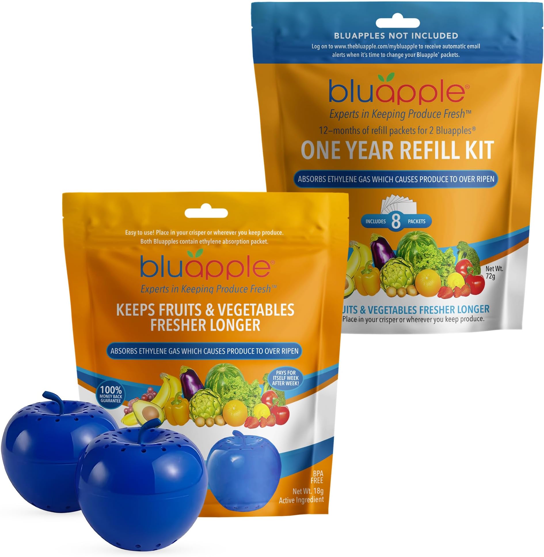 Produce Saver Ethylene Gas Absorber - Fresh Fruit & Vegetable Storage for Refrigerator, Kitchen Must Haves, Produce Keeper, Fruit Saver, Each Packet Lasts 3 Months, BPA Free - 15-Month Bundle